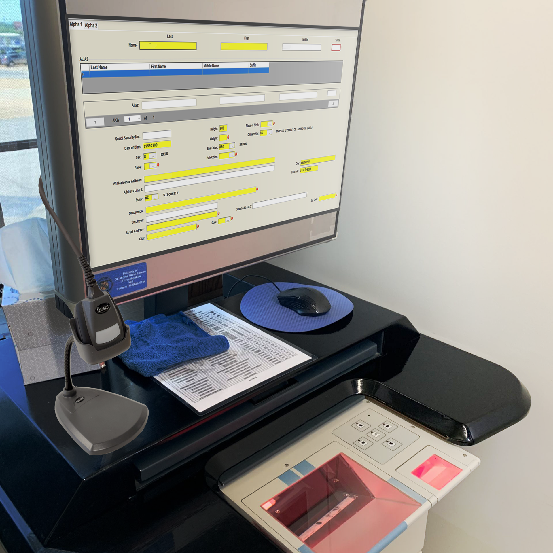 Finger printer station