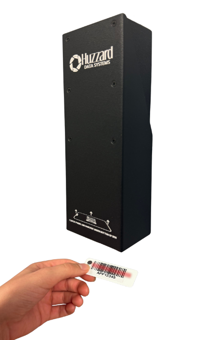 Sun-shielding outdoor access control enclosure HRIMS-OUT-ENC-KIT scanning a member keytag.